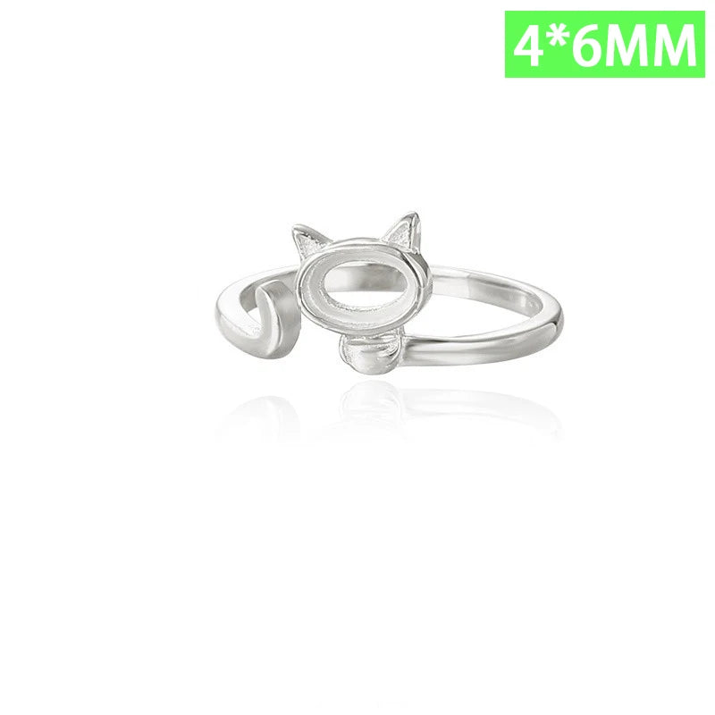 cat ring 3 4 5 6 empty bracket handmade DIY jewelry DZ1690