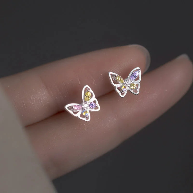 2024 Colour Shiny CZ Butterfly Stud Earrings DG0037