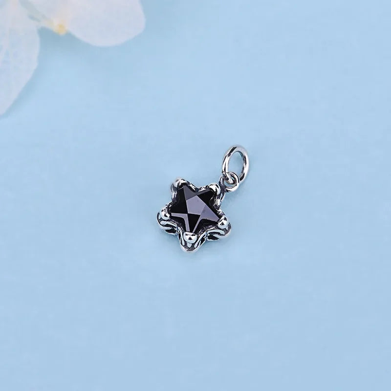 TrustDavis Real 925 Sterling Thia Silver Fashion Sweet Star Shiny CZ Charm Pendant Handmade DIY Accessories Fine Jewelry HY148