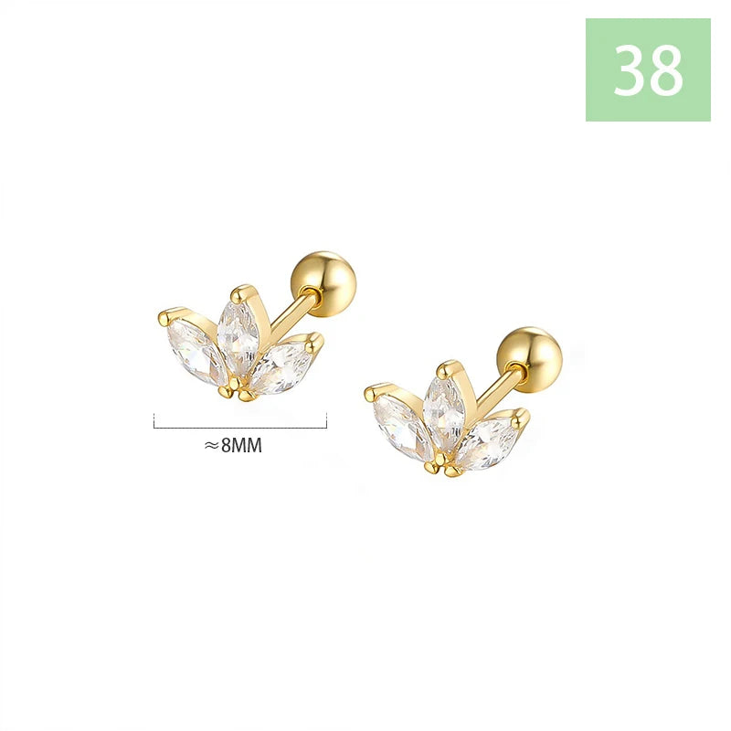 Geometric Zircon Screw Stud Earrings DS4644