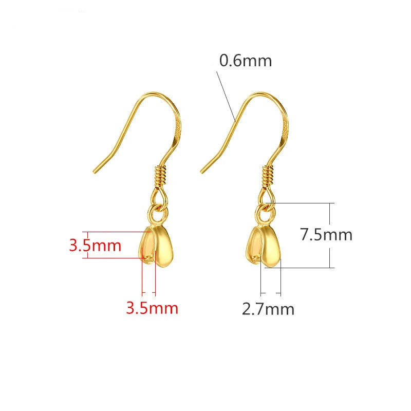 TrustDavis Real 925 Sterling Silver Fashion Sweet Ear Hook Earring Handmade DIY Accessories Fine Jewelry Wholesale DIY76