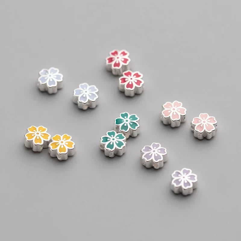 Flowers Bead Charm Beads Handmade DIY Accessories Fine Jewelry DZ795