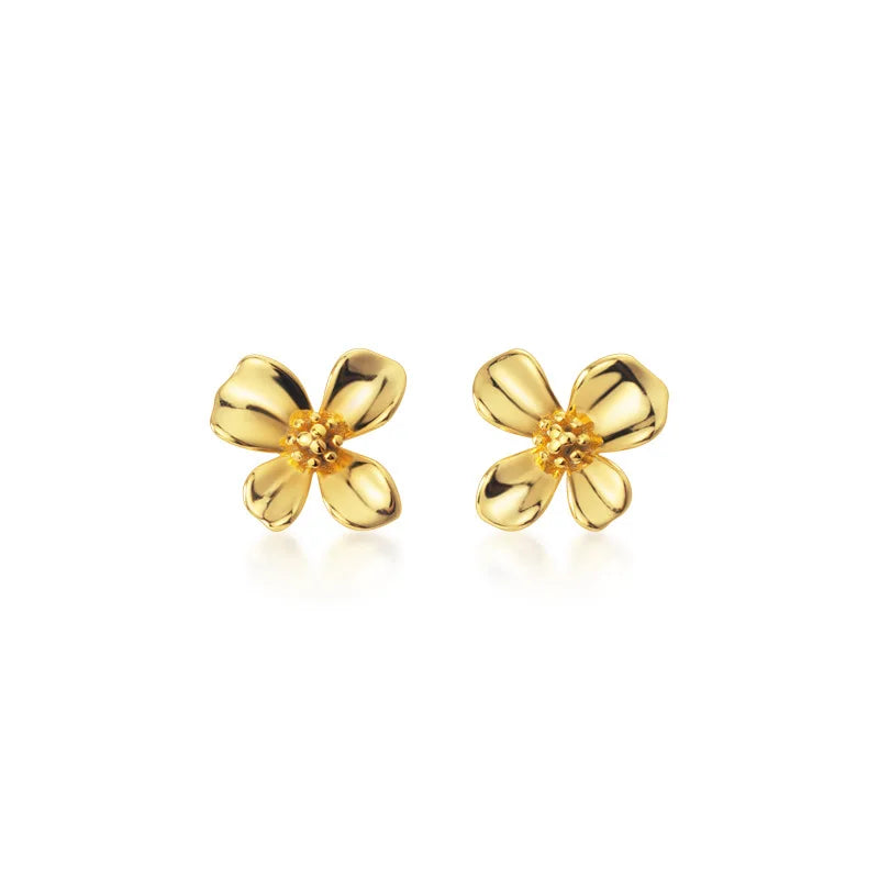 Gold Flower Stud Earrings DS438