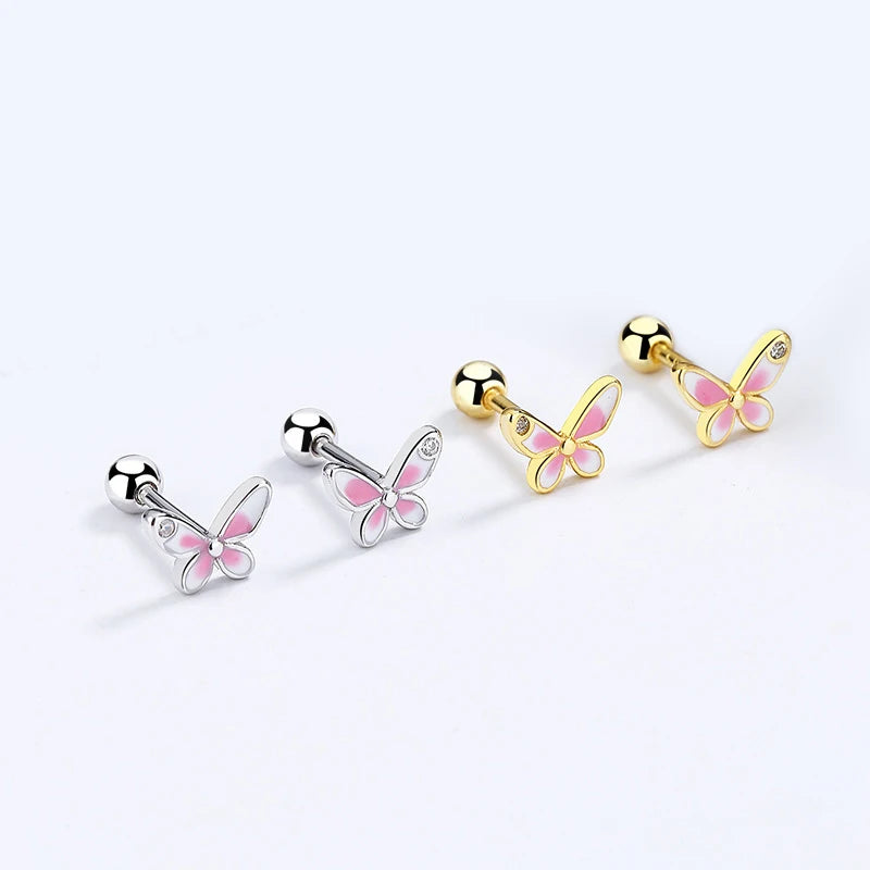 Sweet Butterfly Bear Screw Stud Earrings DG0013