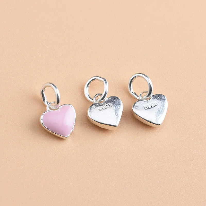 Pink Heart Charms Pendant DIY Accessories HY071