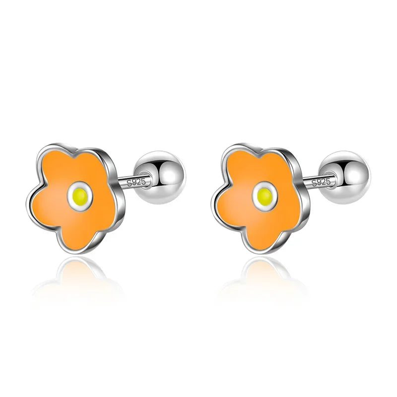 Flower Screw Stud Earrings DF362