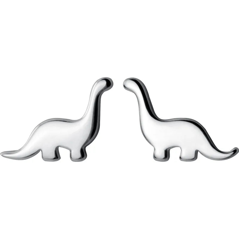 925 Sterling Silver Jewelry Cute Small Dazzling Dinosaur Stud Earrings DT44