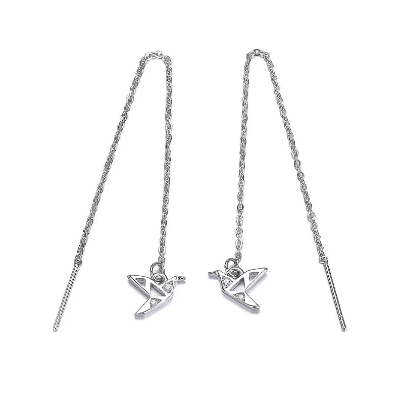 Animal Long Tassel Chain Papercranes Dangle Drop Earring DA1083
