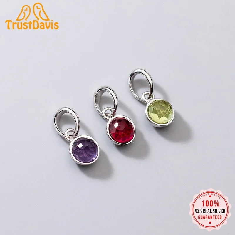 Round Colour CZ Pendant Handmade DIY Accessories HY875