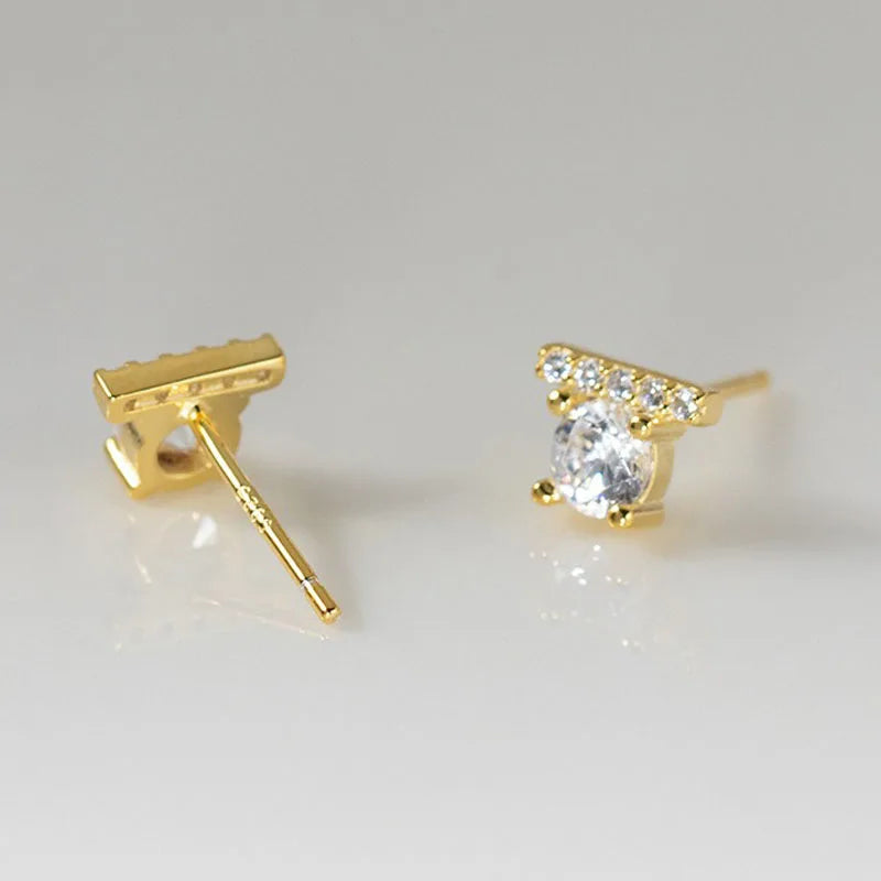 Fashion and Luxury Round Zircon Stud Earrings DS4937