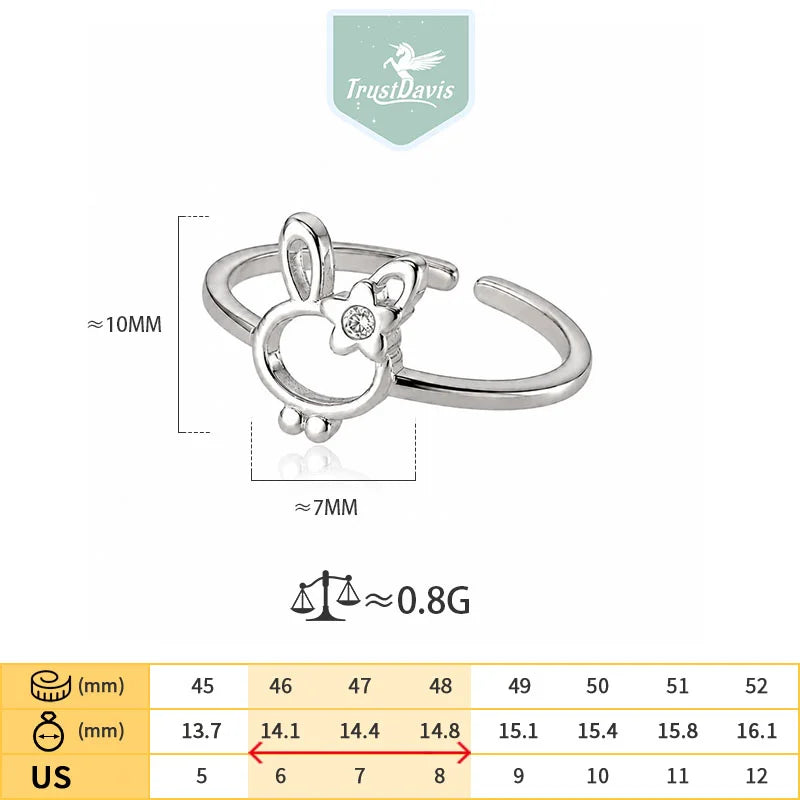 Openwork Rabbit Zircon Silver Ring DS4905