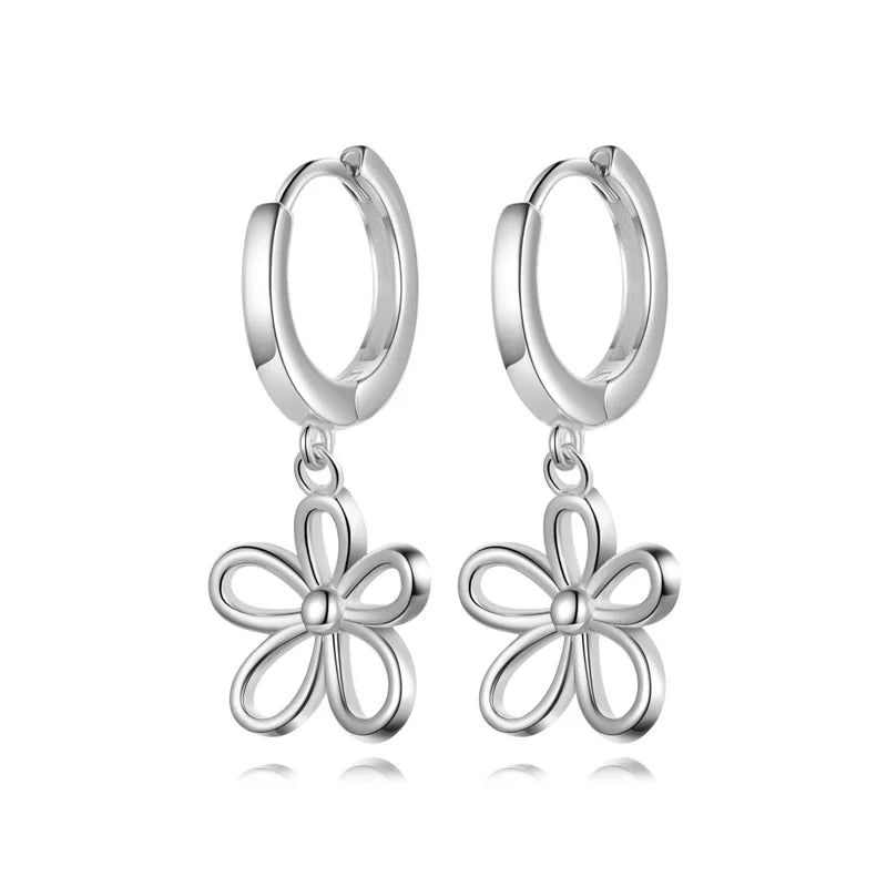 Minimally Hollowed Out Flower Hoop Earring DS4123