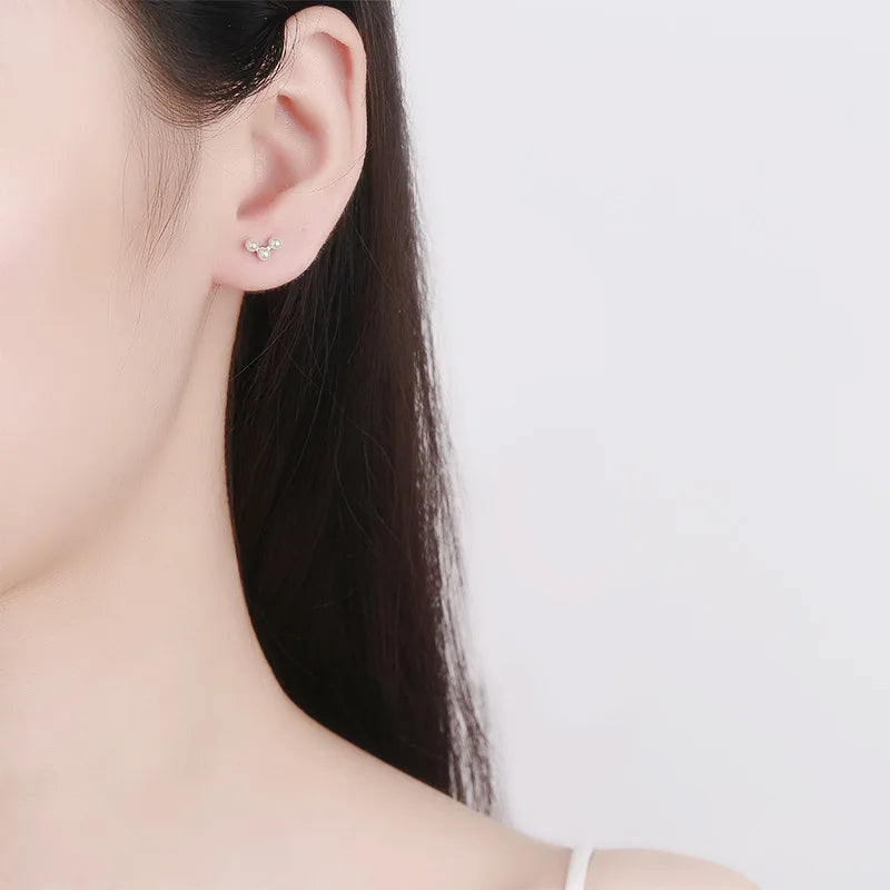 TrustDavis Real 925 Sterling Silver Earring Synthesis Pearl Beads Screw Stud Earring For Women Wedding Party Jewelry Gift DA2782