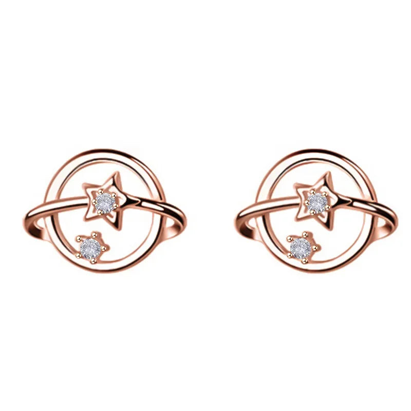 Asymmetric Planet Star Stud Earrings DA629