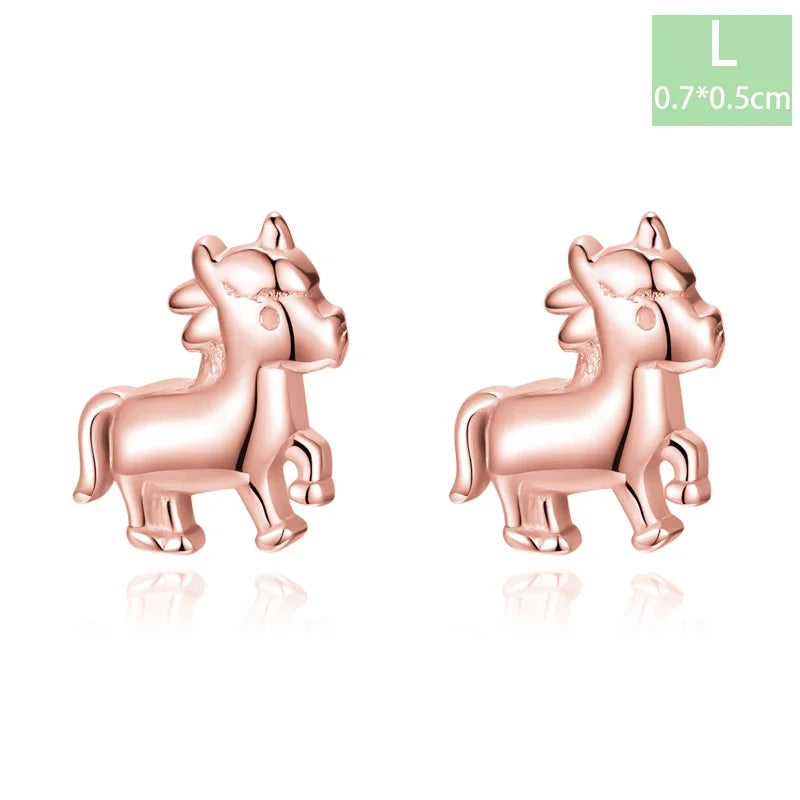 Trustdavis Real 925 Sterling Silver Chinese Zodiac Signs Screw Stud Earrings For Women Daughter Birthday Gift Jewelry DS4430