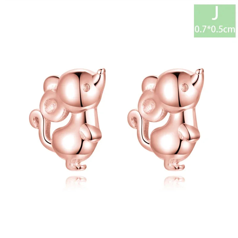 Trustdavis Real 925 Sterling Silver Chinese Zodiac Signs Screw Stud Earrings For Women Daughter Birthday Gift Jewelry DS4430