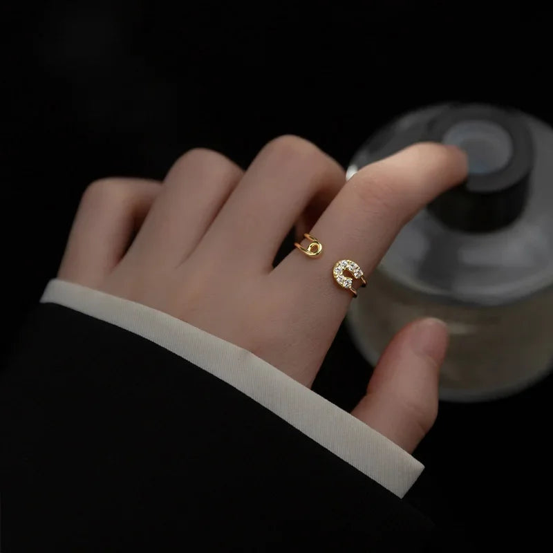 Paper Clip CZ Ring Cute Gift DF376
