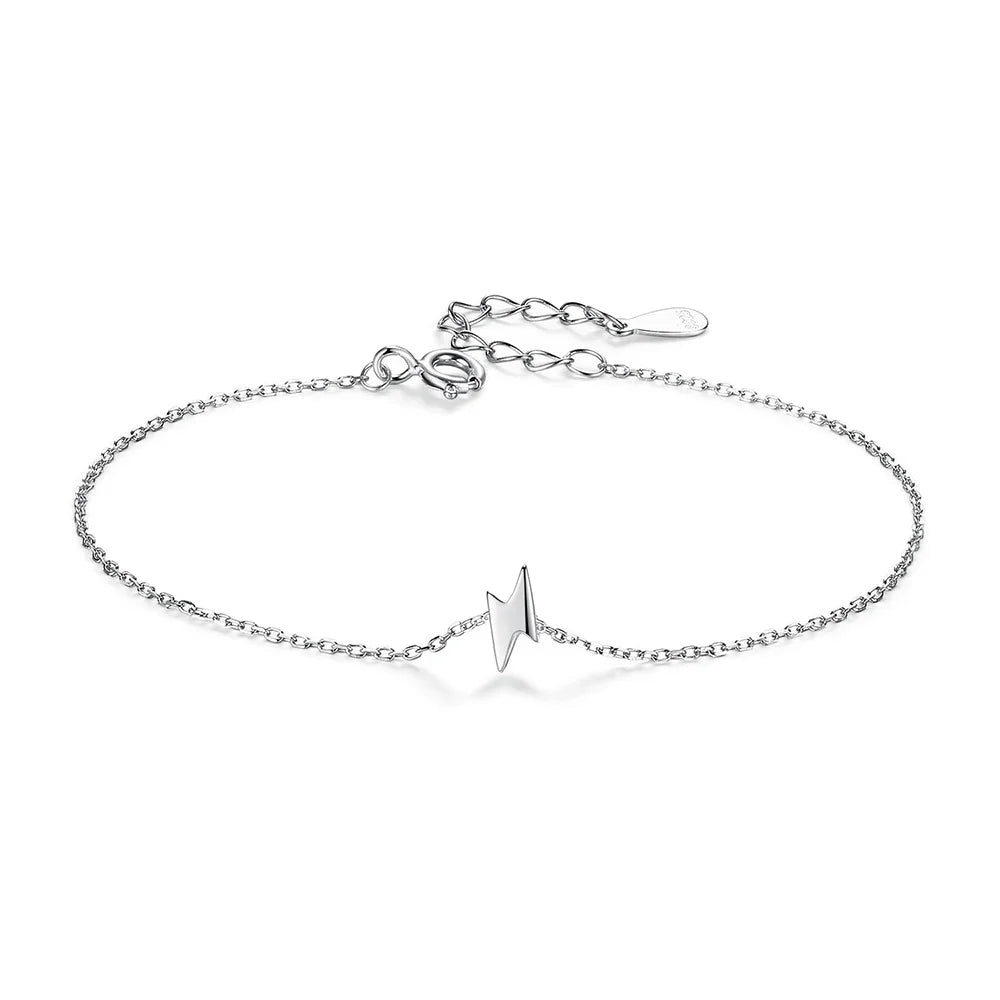 TrustDavis Minimalist 100% 925 Sterling Silver Cute Mini Lightning 16cm Bracelet For Women Girls Lady Birthday Gift DS1895