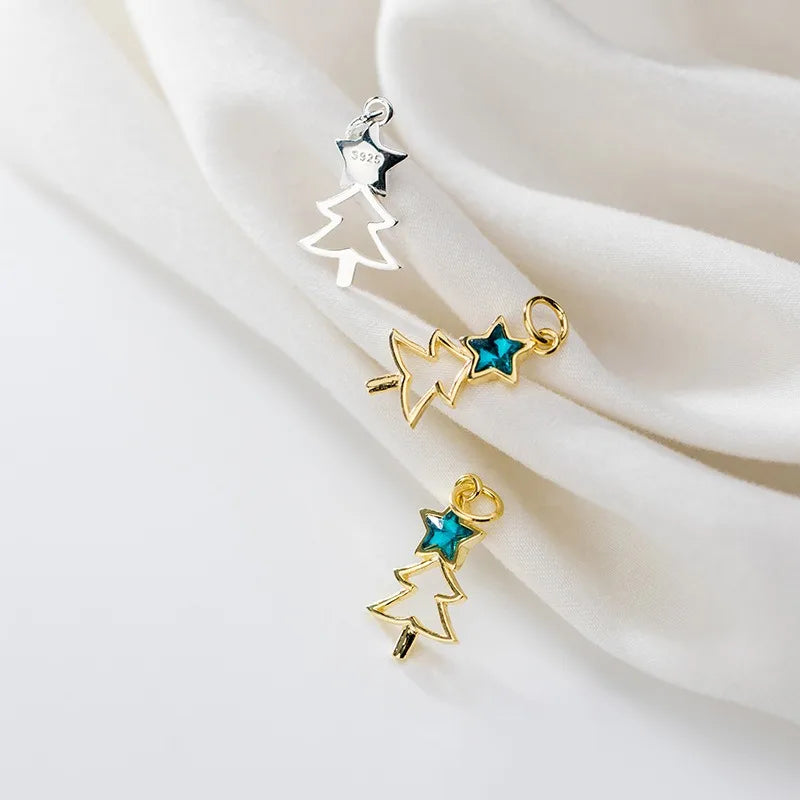 Diamond Studded Christmas Tree Charm Pendant Handmade DIY Accessories DZ1706
