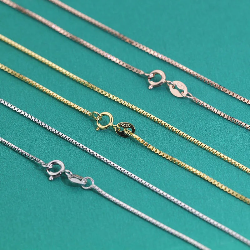 Trustdavis 100% 925 Sterling Silver Jewelry Box Chain Collarbone Chain Short Necklace For Women Silver 925 Jewelry DC07