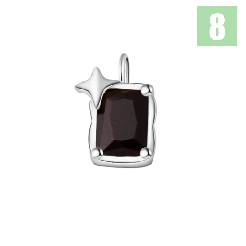 TrustDavis Real 925 Sterling Silver Star Square Zircon Charm Pendant for Women Kids Handmade DIY Accessories Jewelry DZ1016
