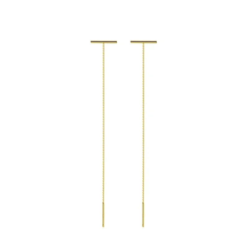 TrustDavis Minimalist 925 Sterling Silver Sweet Stick Box Chain Linked Stud Earring For Women Creative Fashion Jewelry DB1188