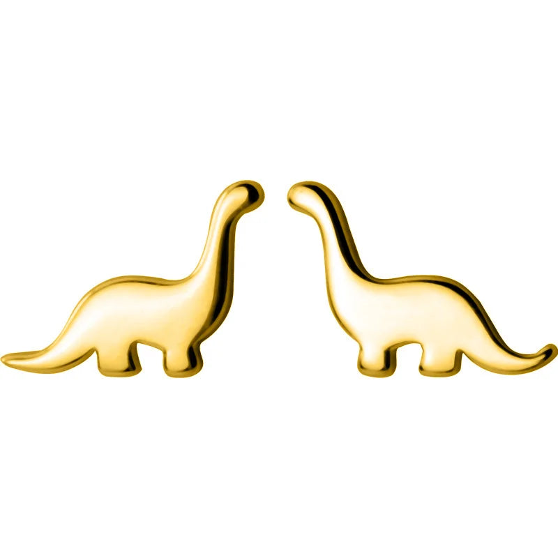 925 Sterling Silver Jewelry Cute Small Dazzling Dinosaur Stud Earrings DT44