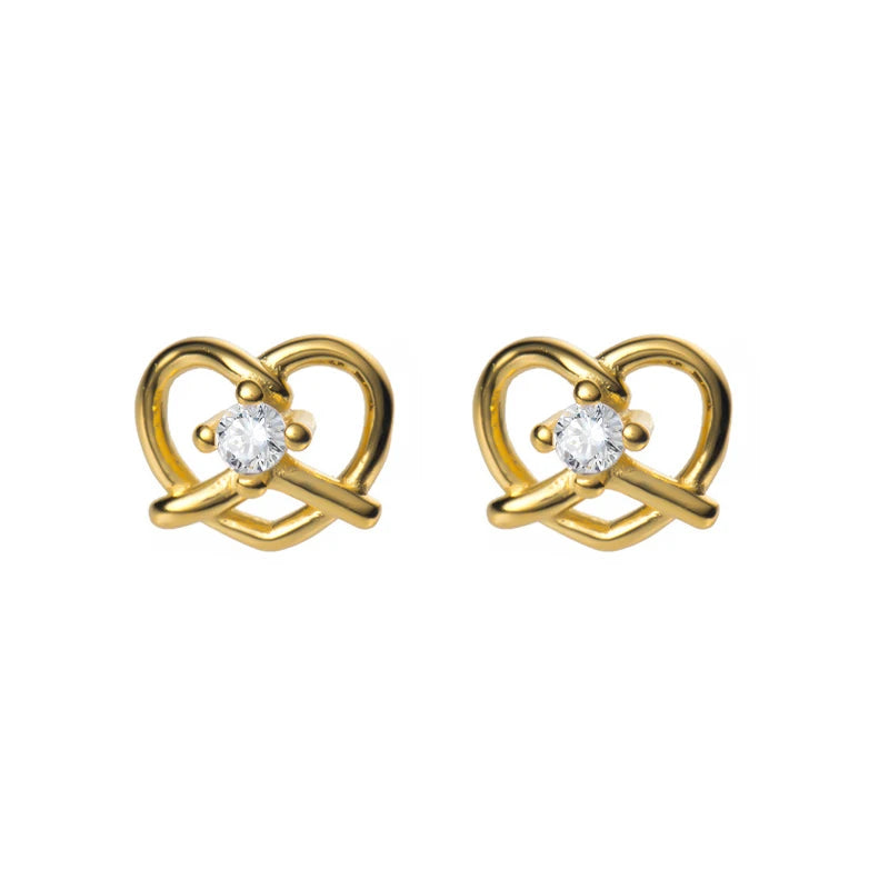 TrustDavis 2024 Real 925 Sterling Silver Romantic Heart Stud Earrings for Mom Daughter Children Birthday Jewelry DS4611