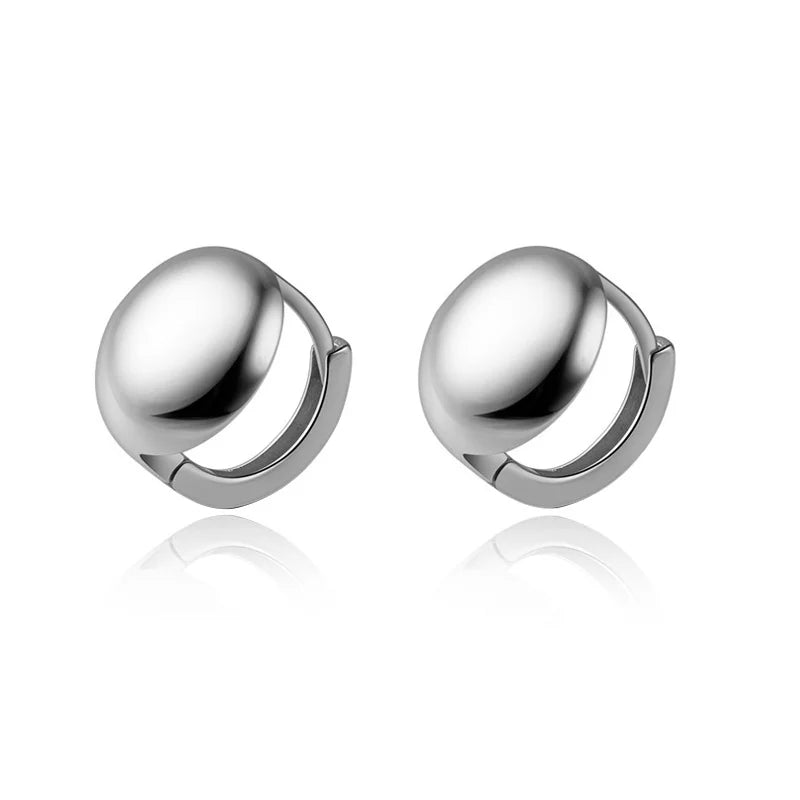 Simple Smooth Round Ball Charm Hoop Earrings DA2977