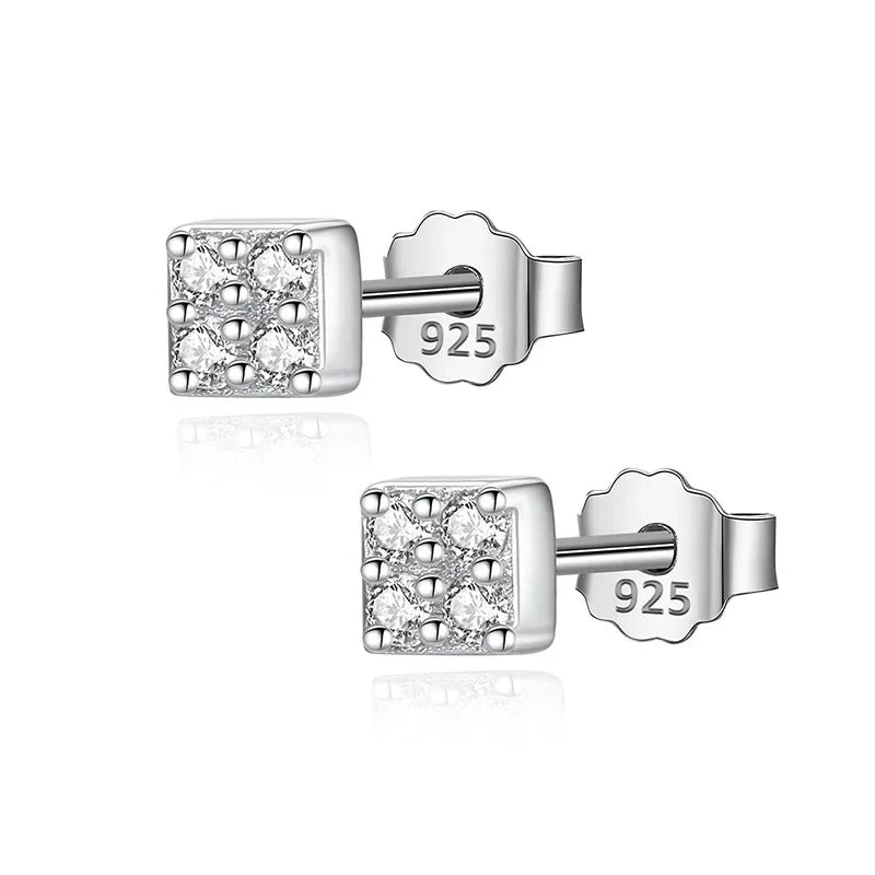 Trusta 925 Sterling Silver Classic Clear Cubic Zircon Triangle Square Stud Earrings For Women Sterling Silver Jewelry DA419