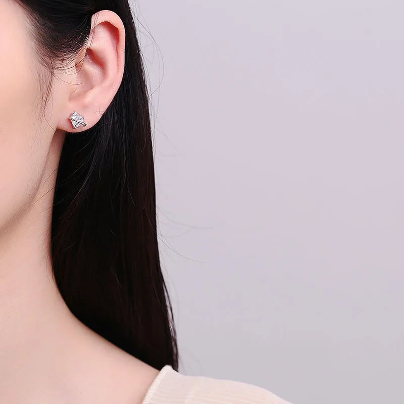 TrustDavis Girls 100% 925 Sterling Silver Trendy Heart Stud Earrings Women's Fashion Jewelry 925 Wholesale DS4507