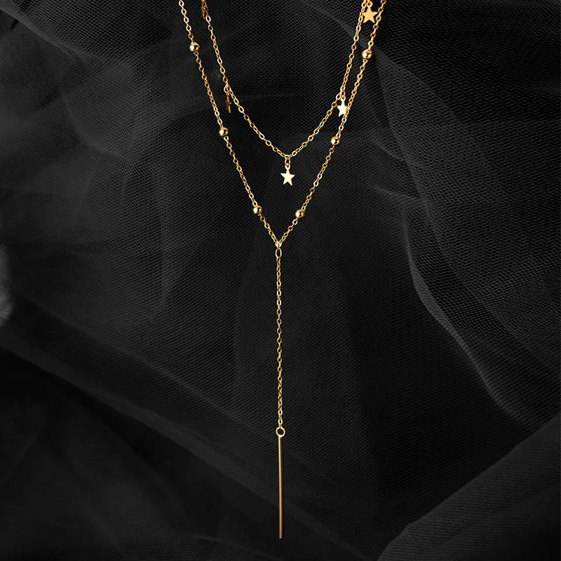 TrustDavis Genuine 925 Sterling Silver Classic Luxury Star Necklace for Women Wedding S925 Necklace Jewelry DA3231