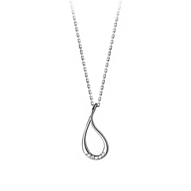 TrustDavis Real 925 Sterling Silver Fashion Water Drop Dazzling CZ Choker Necklace For Women Wedding Birthday Fine Jewelry DB116