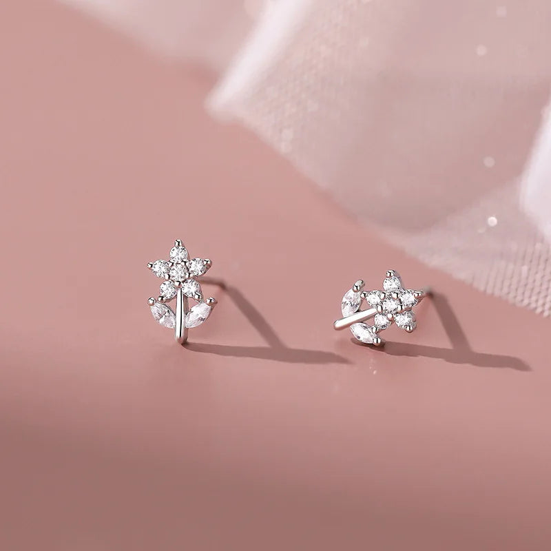 Trustdavis Kids Tiny Real 925 Sterling Silver Sweet Flower Stud Earrings for Sweet Women Girls Fine S925 Jewelry DS3899