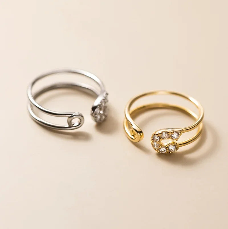 Paper Clip CZ Ring Cute Gift DF376