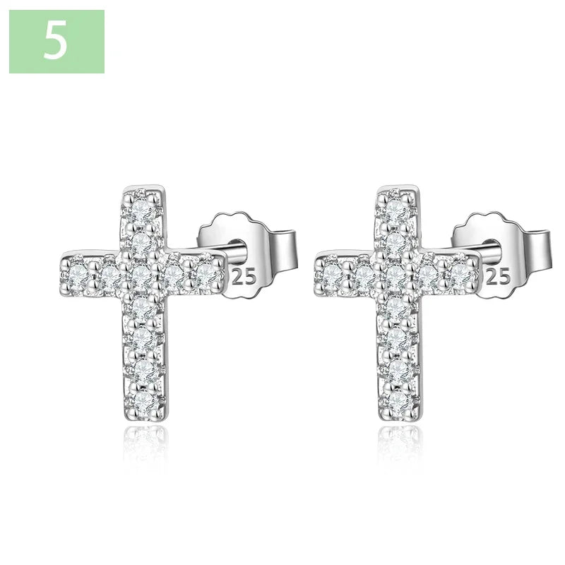 Cross Black Stud Earrings DA129