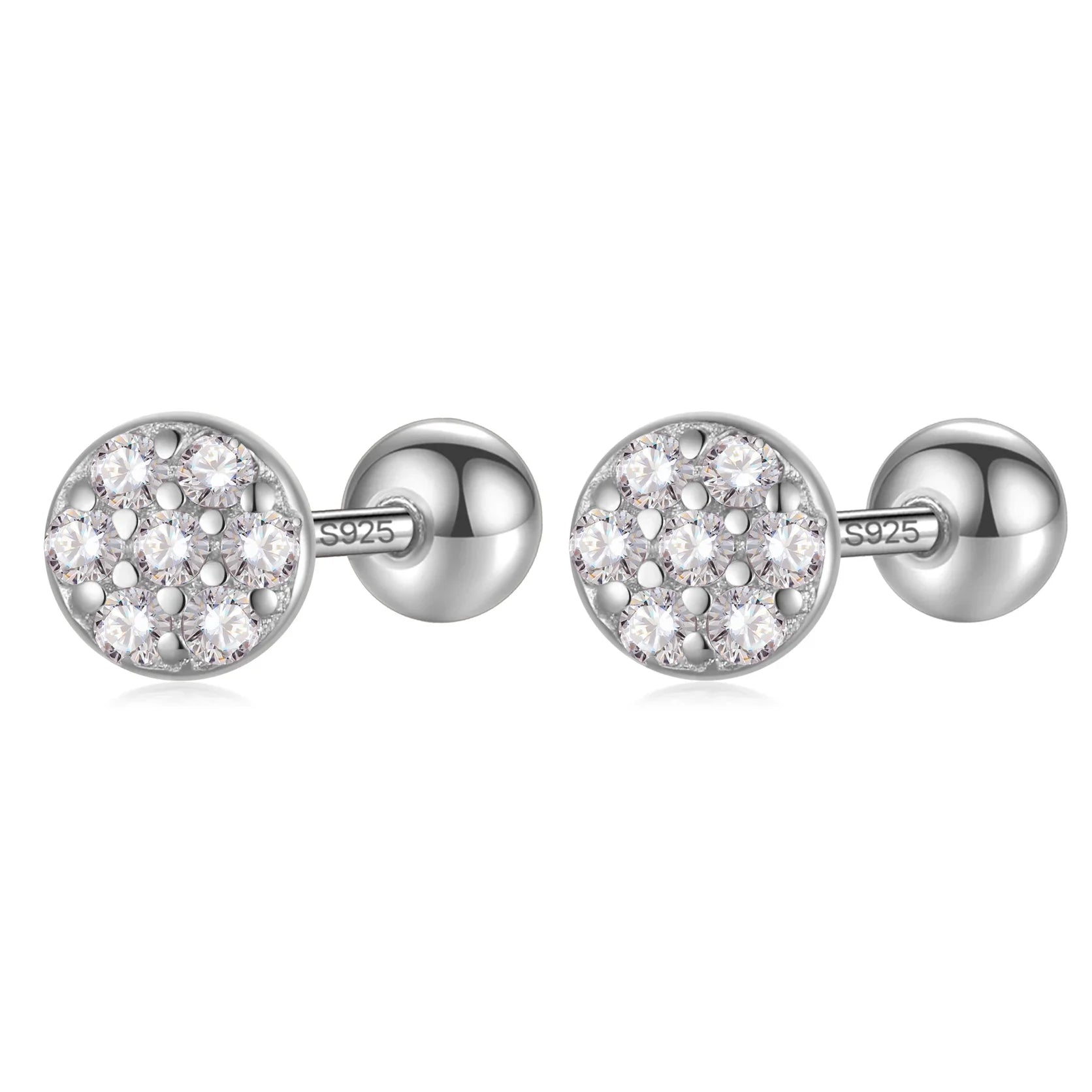 Triangle Round CZ Screw Stud Earrings DA2445