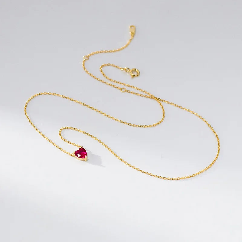 TrustDavis Real 925 Sterling Silver Fashion Heart Cubic Zirconia Necklace for Women Wedding Valentine's Day Fine Jewelry DS4171