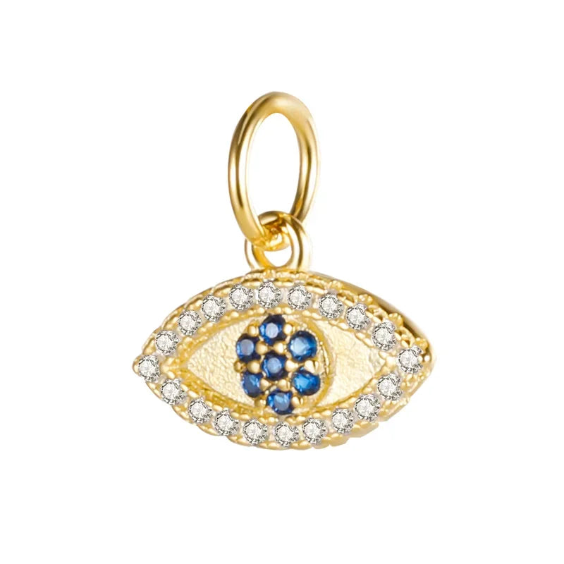 TrustDavis 2024 Real 925 Sterling Silver Fashion Sweet Eye Dazzling CZ Charm Pendant Handmade DIY Accessories Fine Jewelry HY354