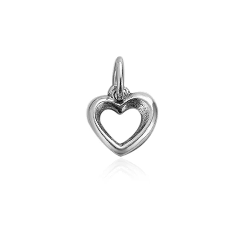 TrustDavis New Real 925 Sterling Silver Fashion Simple Heart Charm Pendant Handmade DIY Accessories Wholesale DZ1717