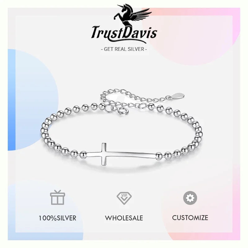 Open Round Bead Bracelet 925 Sterling Silver Minimalist Light Luxury Bracelet DS3202