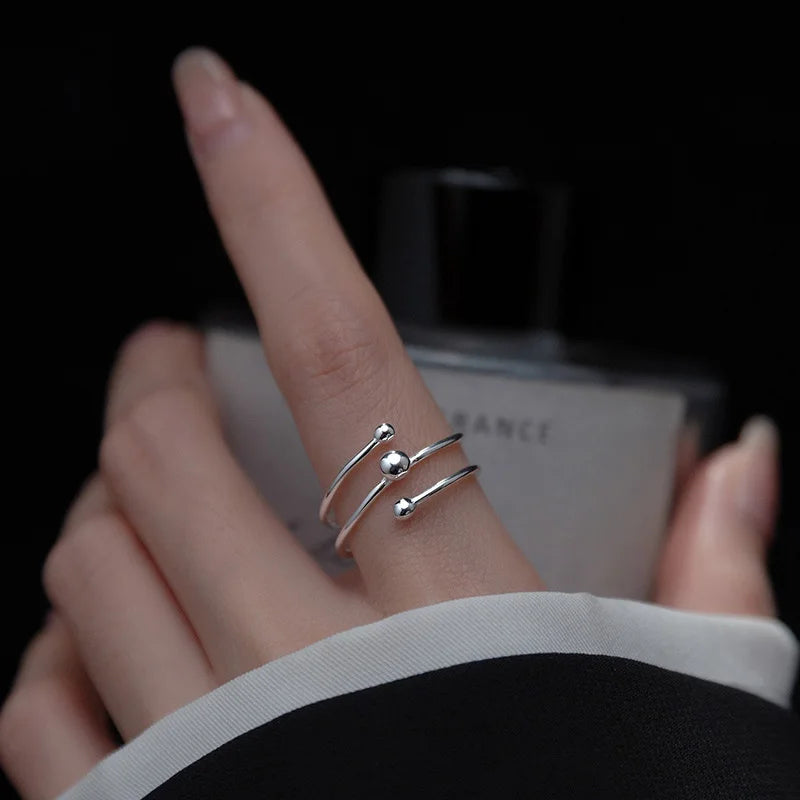 Double Helix Beads Opening Rings Size For Teen Girls Lady's DA128