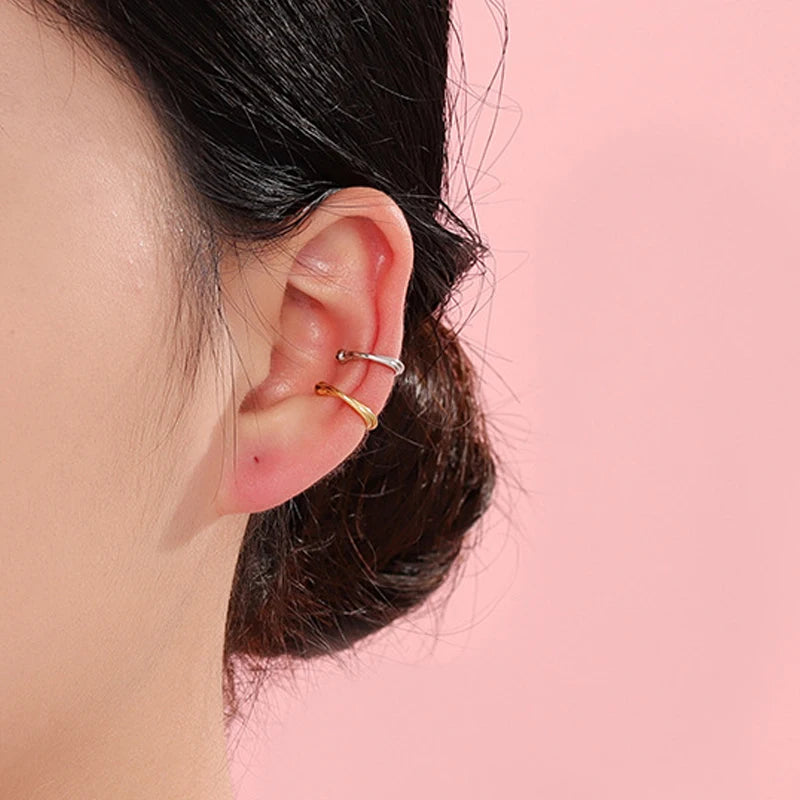 TrustDavis 925 Sterling Silver Geometry Clip Earrings for Women Daugther Girls Party Anniversary Fine S925 Jewelry DS4269