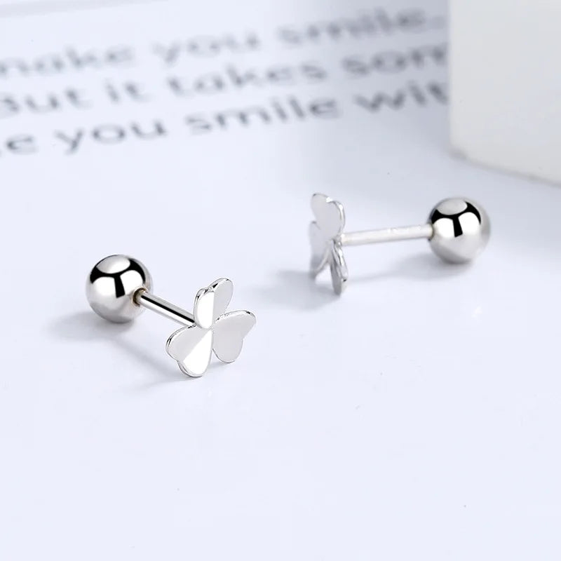 Trustdavis Real 925 Sterling Silver Fashion Sweet Clover Flowers Beads Screw Stud Earrings For Women Wedding Fine Jewelry DA2260