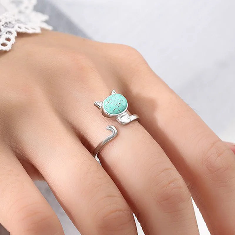 cat ring 3 4 5 6 empty bracket handmade DIY jewelry DZ1690