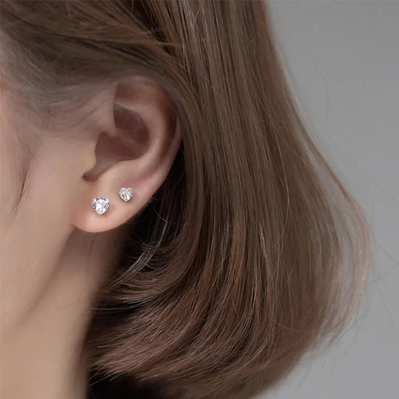 Heart Dazzling Mini Stud Earrings For Women Fine Jewelry DS1181