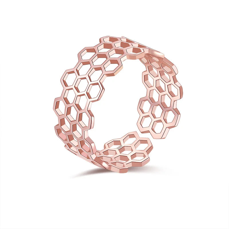 925 Sterling Silver Fashion 8mm Width Polygon Rings DS916