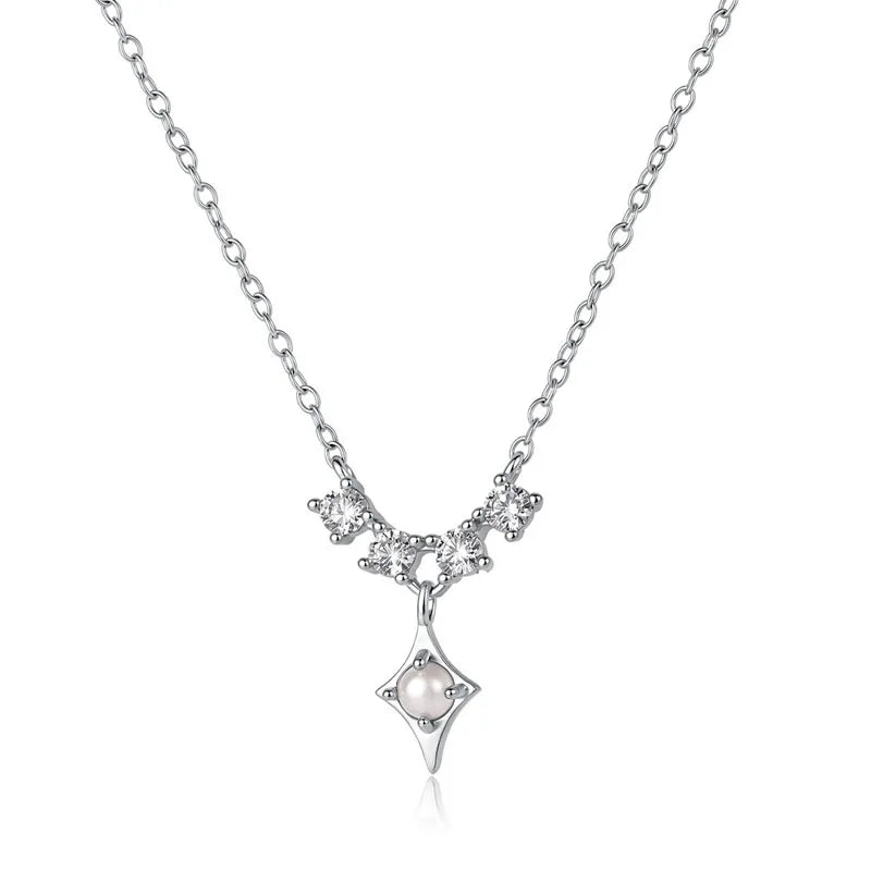 Star Moon Pearl Stud Earring Necklace Set DS4918
