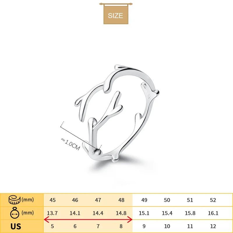 TrustDavis Fashion Ring 925 Sterling Silver Ring Sweet Branches Cocktail Girls Birthday Wish Gift For Women Fine Jewelry DS2702
