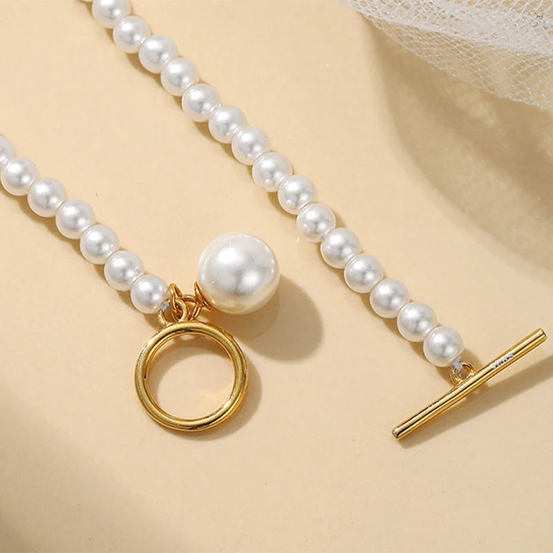 Pearl Necklace with OT Clasp for Women Daily Wear Jewelry Gift DS4976